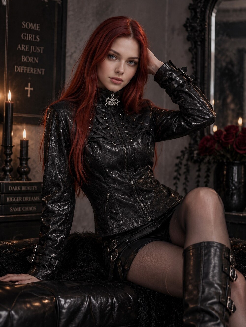 Devil Fashion Machinehead CT212 Crackled Faux Leather Gothic Punk Jacket XS NWT